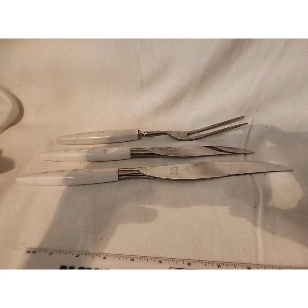 Mode Danish Carving Knife Fork Set Sheffield England- Atomic‎ Starburst, Vintage